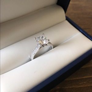 14k White Gold 2.5ctw Princess Cut Engagement